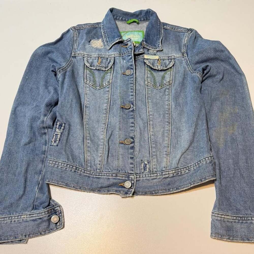 Vintage Early 2000s Hollister Distressed Women’s Trucker Biker Denim Jacket